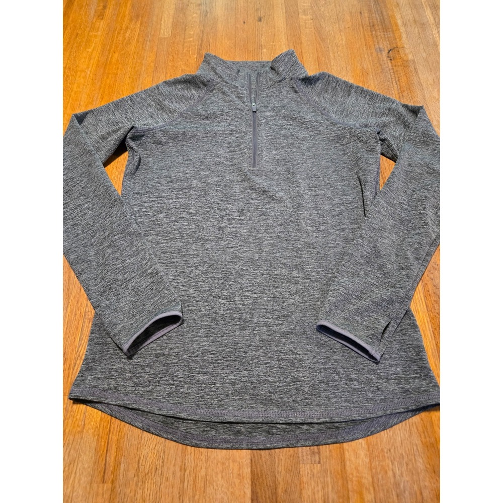 Justice Girls 16 Gray Space Dye Quarter Zip Long Sleeve‎ Thumbholes Active Top